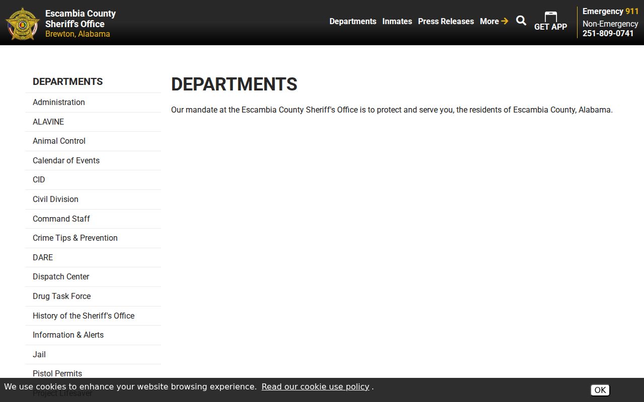 Escambia County Sheriff's Office agency organization