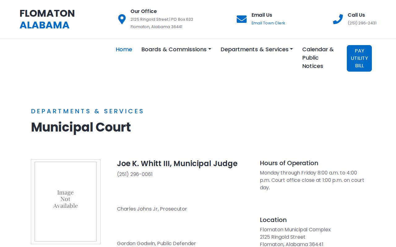 Flomaton Municipal Court payment and security information